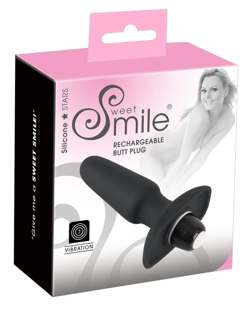 Анальна пробка з вібрацією Sweet Smile Rechargeable Butt Plug, чорна