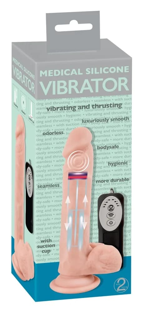 Вібратор з пульсацією Medical Silicone Vibrator, тілесний