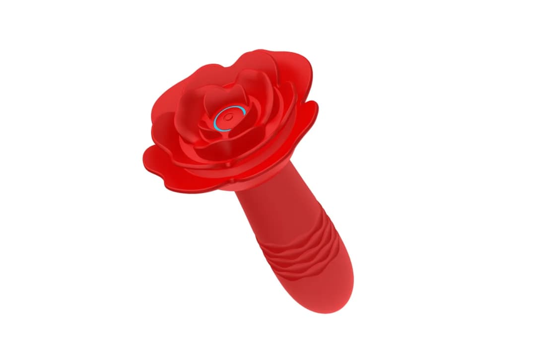 Анальна червона вібро пробка Rose rotating anal plug