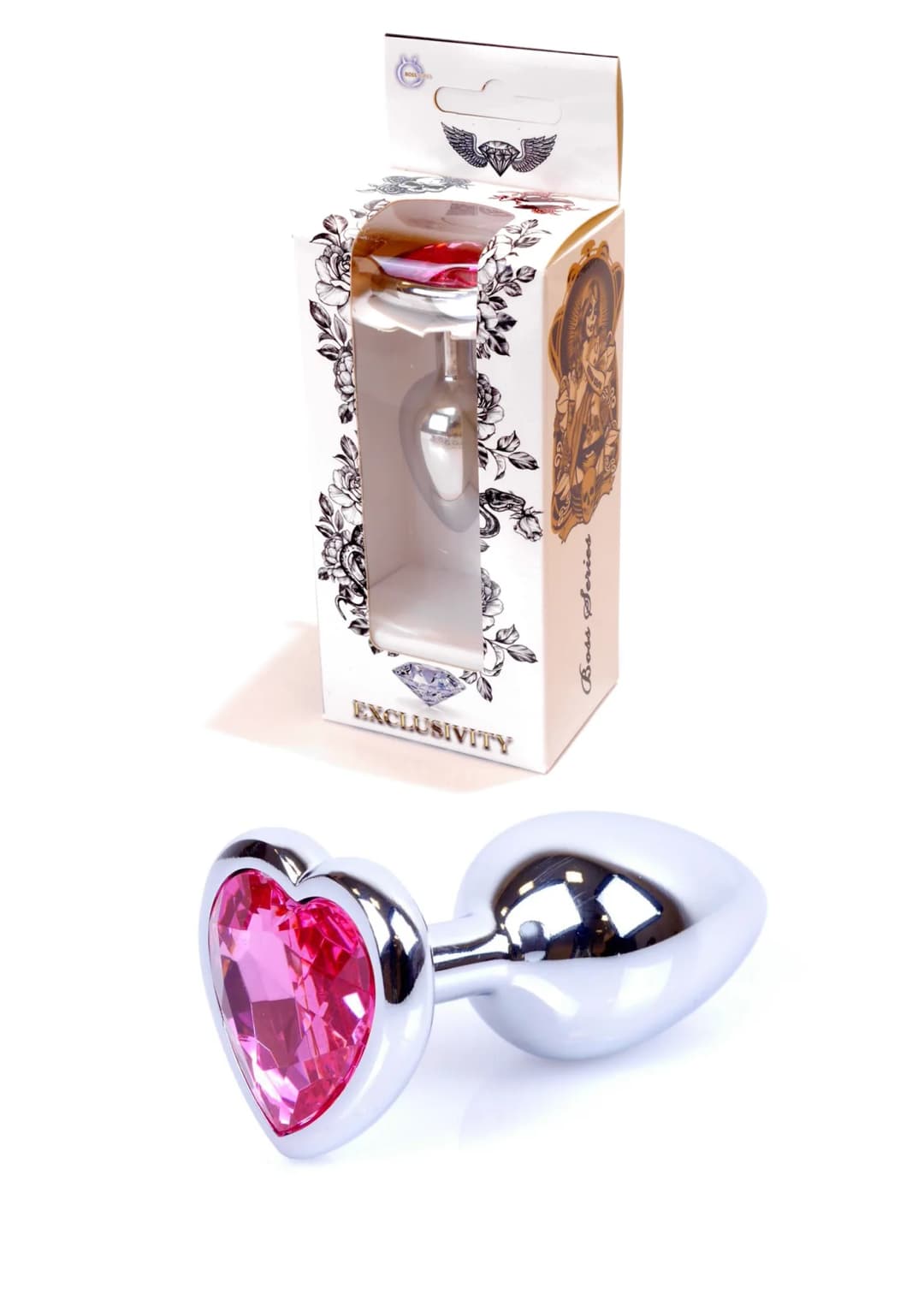 Анальна пробка  -Jawellery Silver  Heart PLUGPink