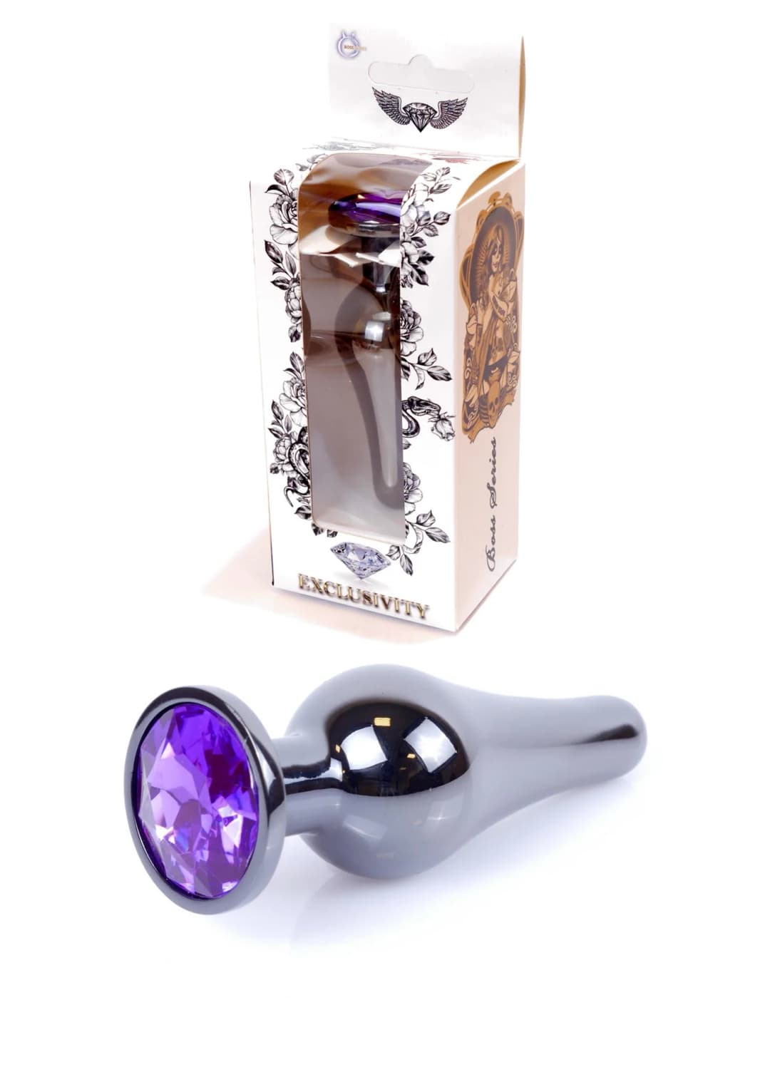 Анальна пробка B - Series HeavyFun Jawellery Dark Silver, фіолетова