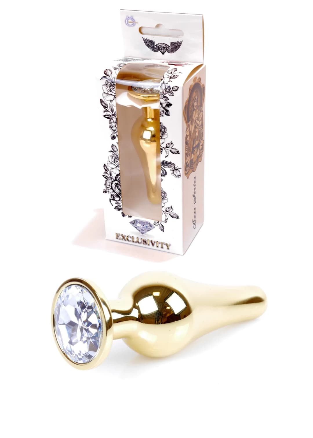 Анальна пробка B - Series HeavyFun Jawellery Gold, прозора