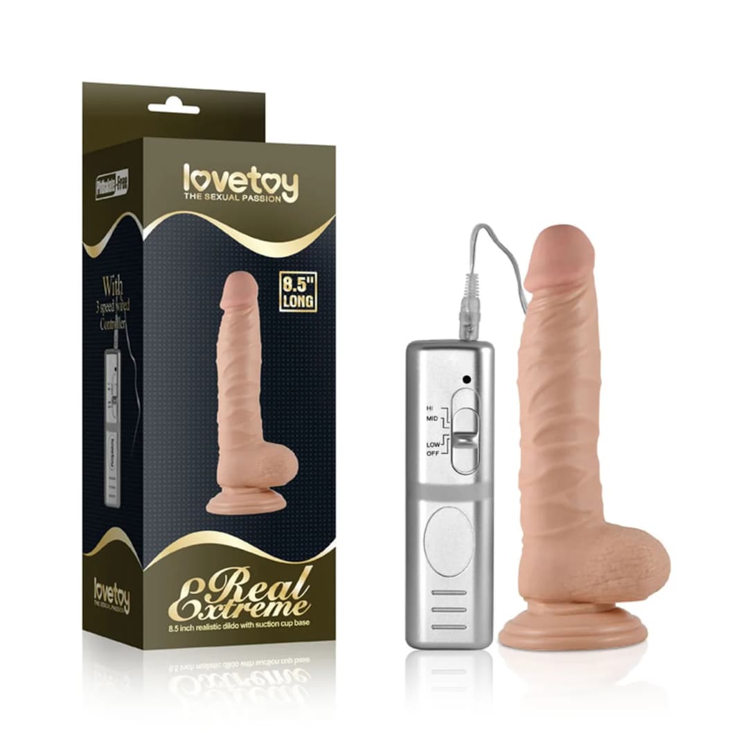 Вібратор на присосці 8.5"" Real Extreme Vibrating Dildo Flesh — фото 1