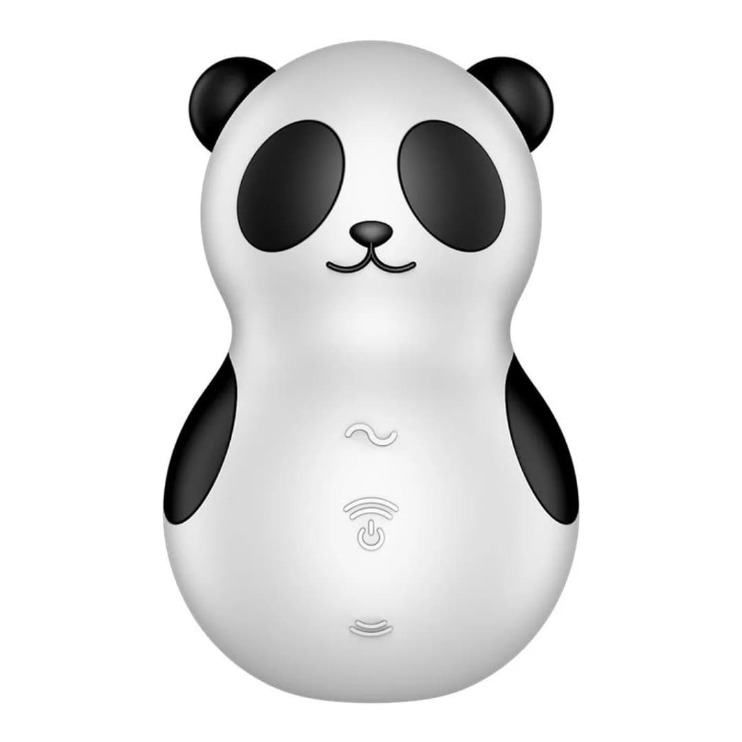 Симулятор орального сексу для жінок з вібрацією Satisfyer Pocket Panda, чорно-білий
