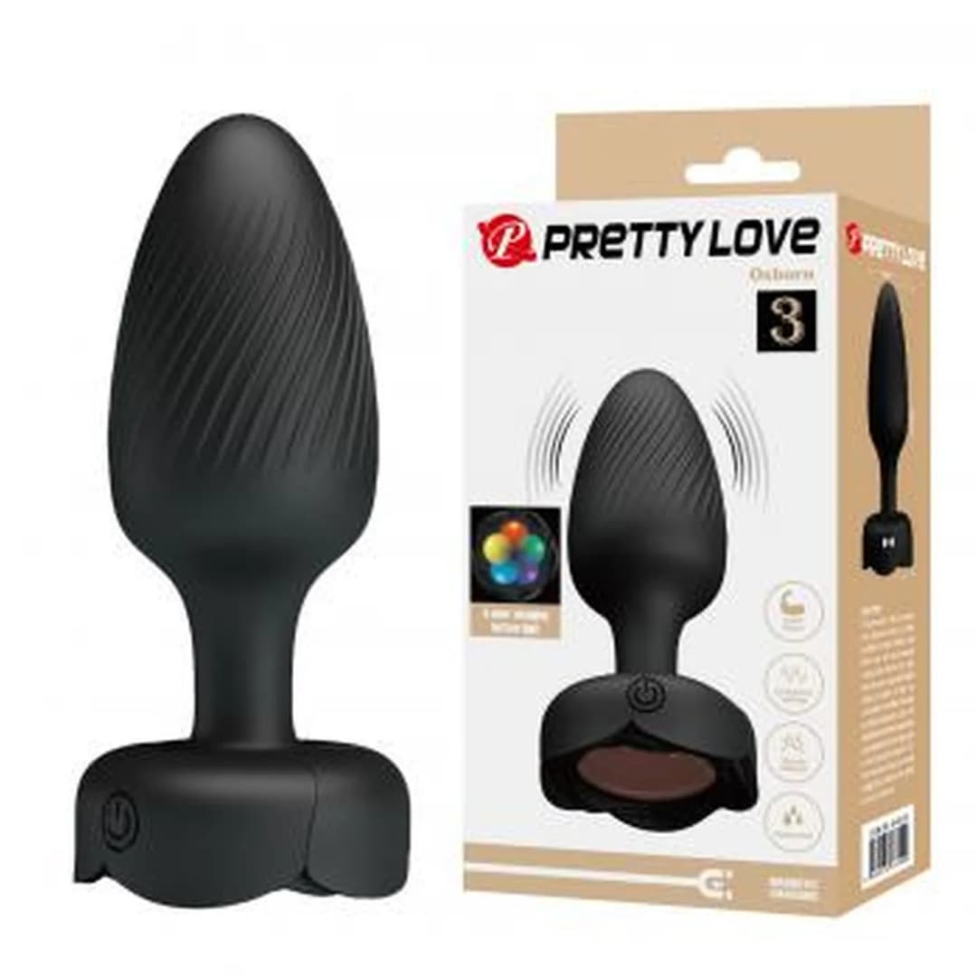Анальна пробка з вібрацією та підсвічуванням Pretty Love Osborn, чорна