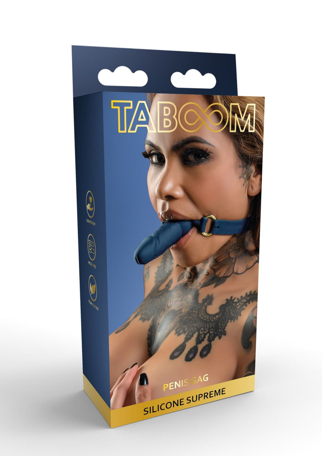 Кляп у вигляді фалоса Taboom Silicone Penis Ball Gag, синій