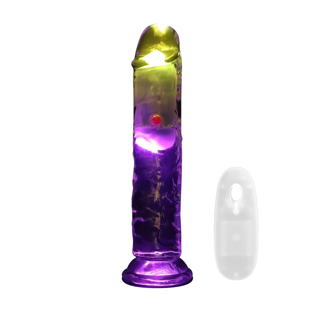 Анальна пробка з вібро LED Vibrating Straight Cock - 18 cm - Transparent — фото 1