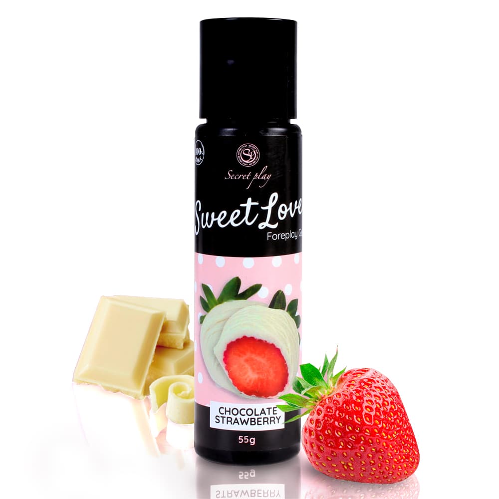 Лубрикант оральний Secret Play Strawberry & White Chocolate Gel, білий шоколад з полуницею, 55 мл