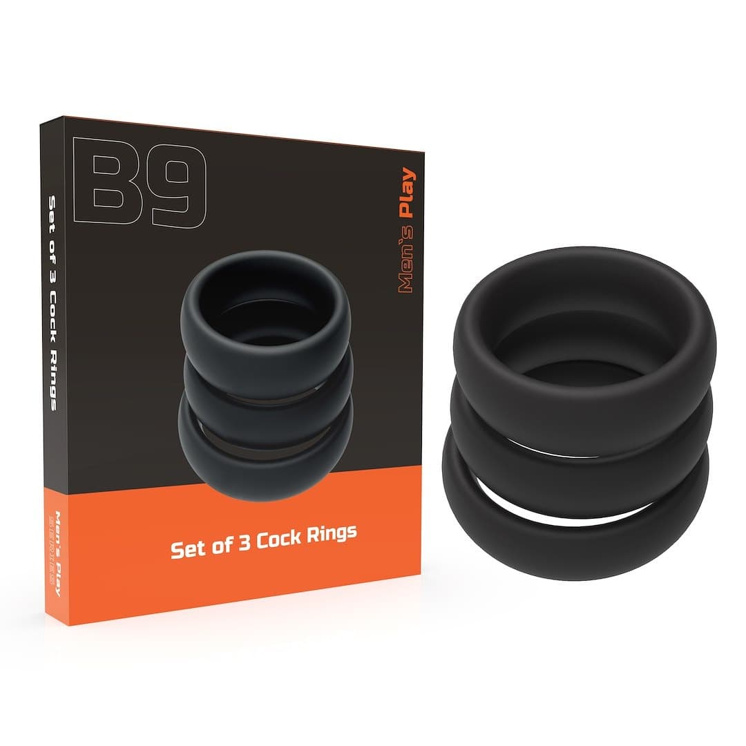 Набір з 3 ерекційних кілець Men's Play Set of 3 Cock Rings B9, чорний — фото 1