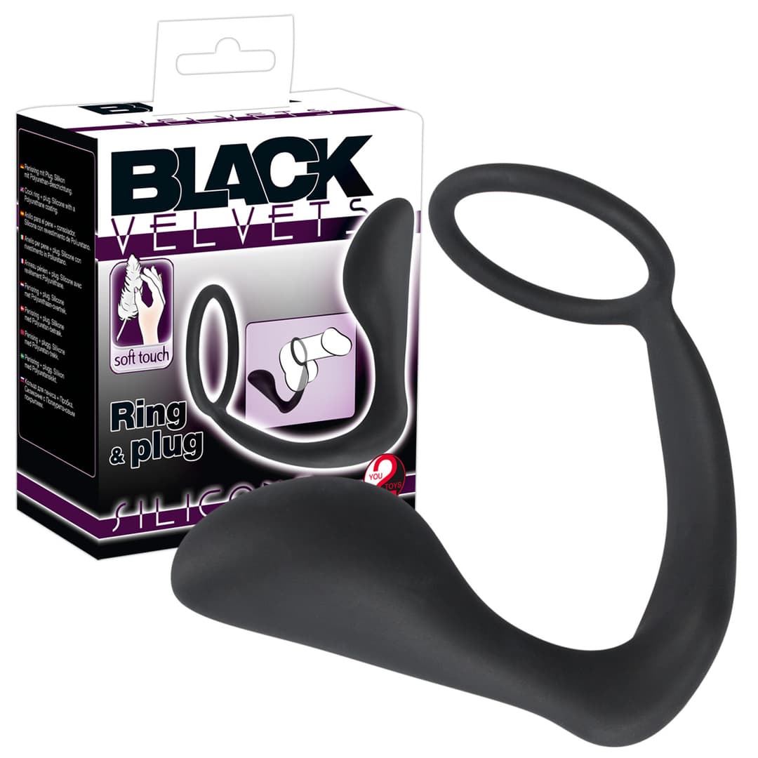 Анальна пробка з ерекційним кільцем Black Velvets Ring & Plug