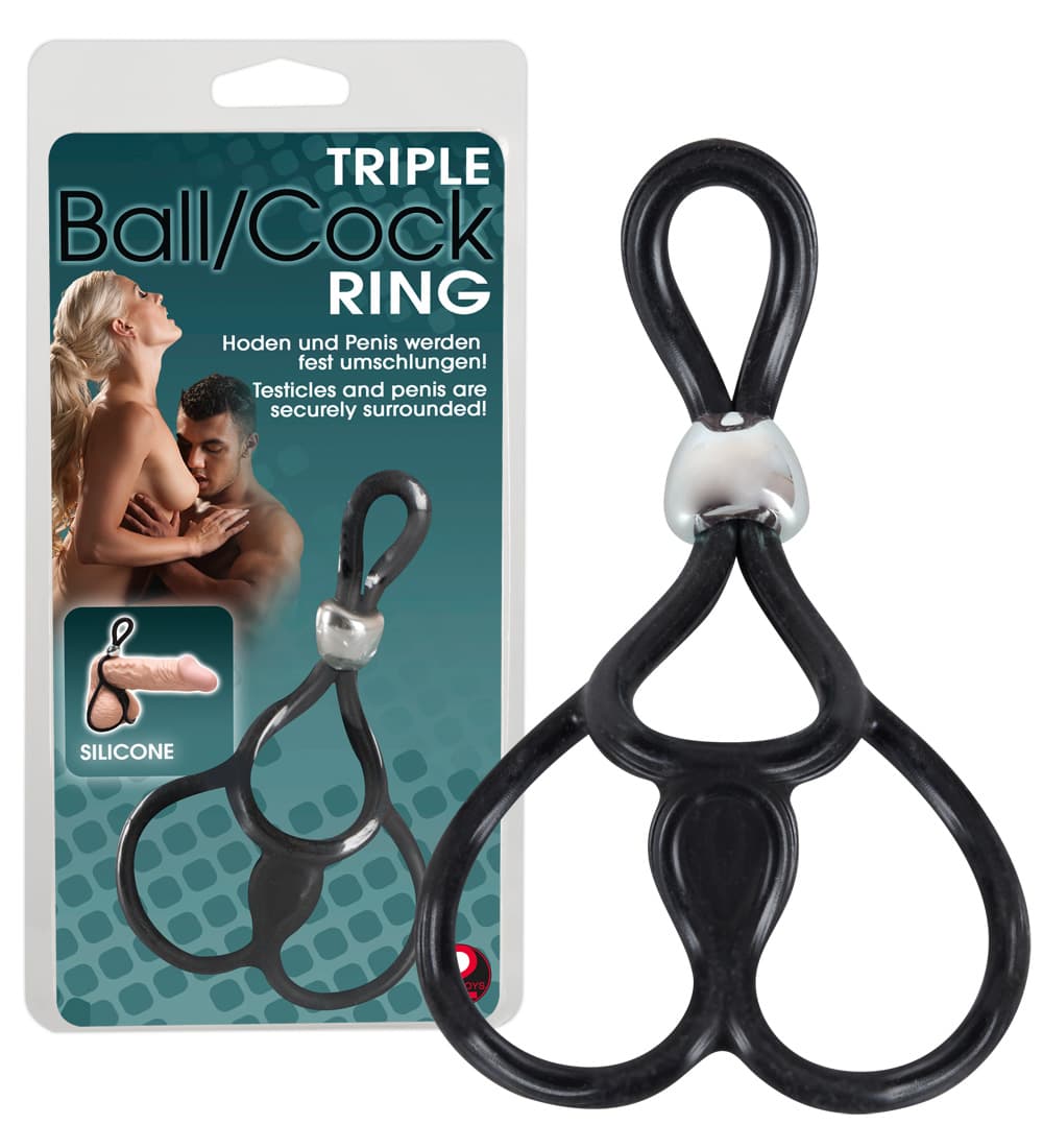 Ерекційне кільце для члена Triple Ball And Cock Ring, чорне