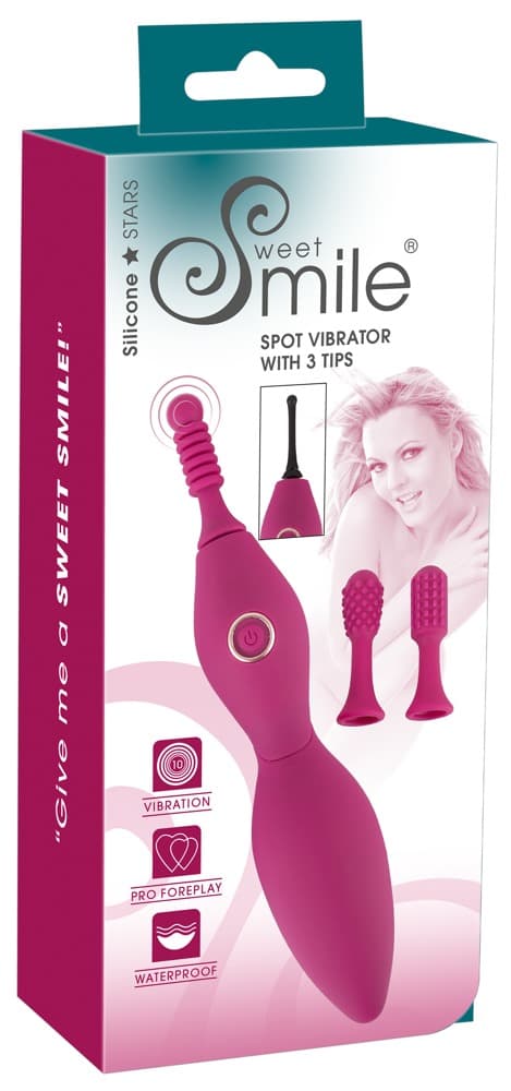 Кліторальний вібратор Sweet Smile Spot Vibrator With 3 Tips, рожевий