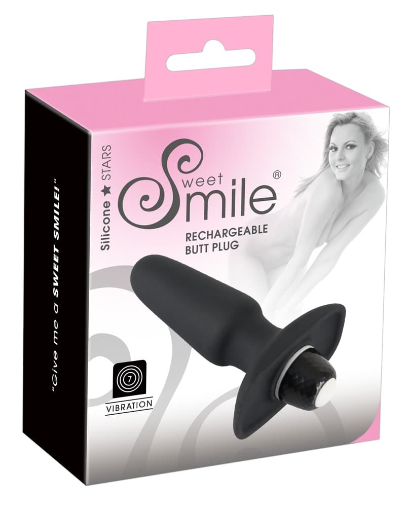 Анальна пробка з вібрацією Sweet Smile Rechargeable Butt Plug, чорна