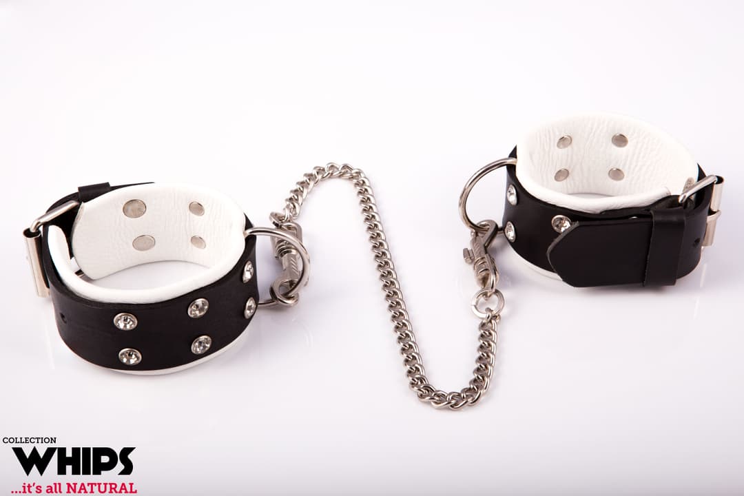 Наручники на ноги Whips Collection, біло-чорні