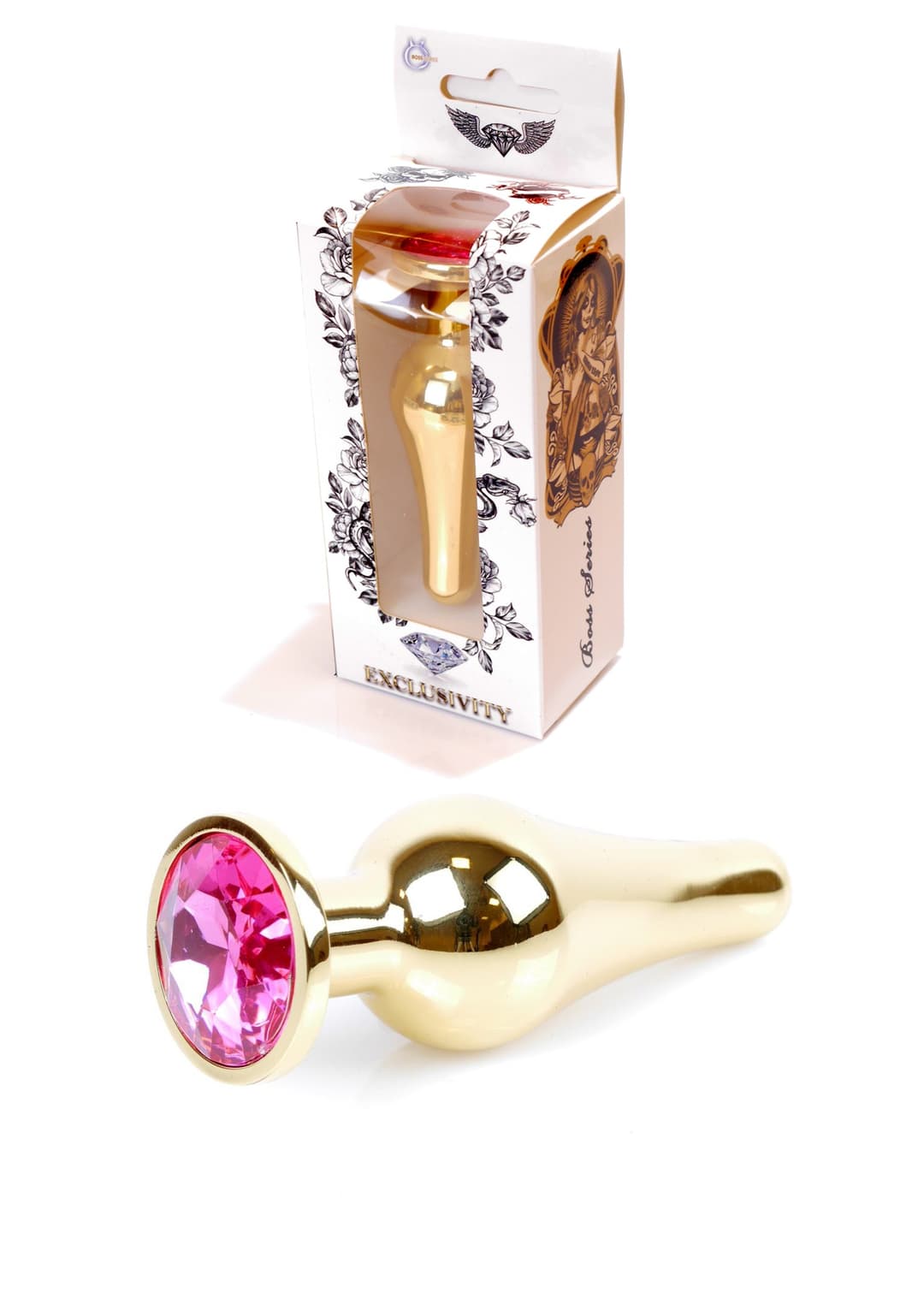 Анальна пробка B - Series HeavyFun Jawellery Gold Butt Plug, рожева — фото 1