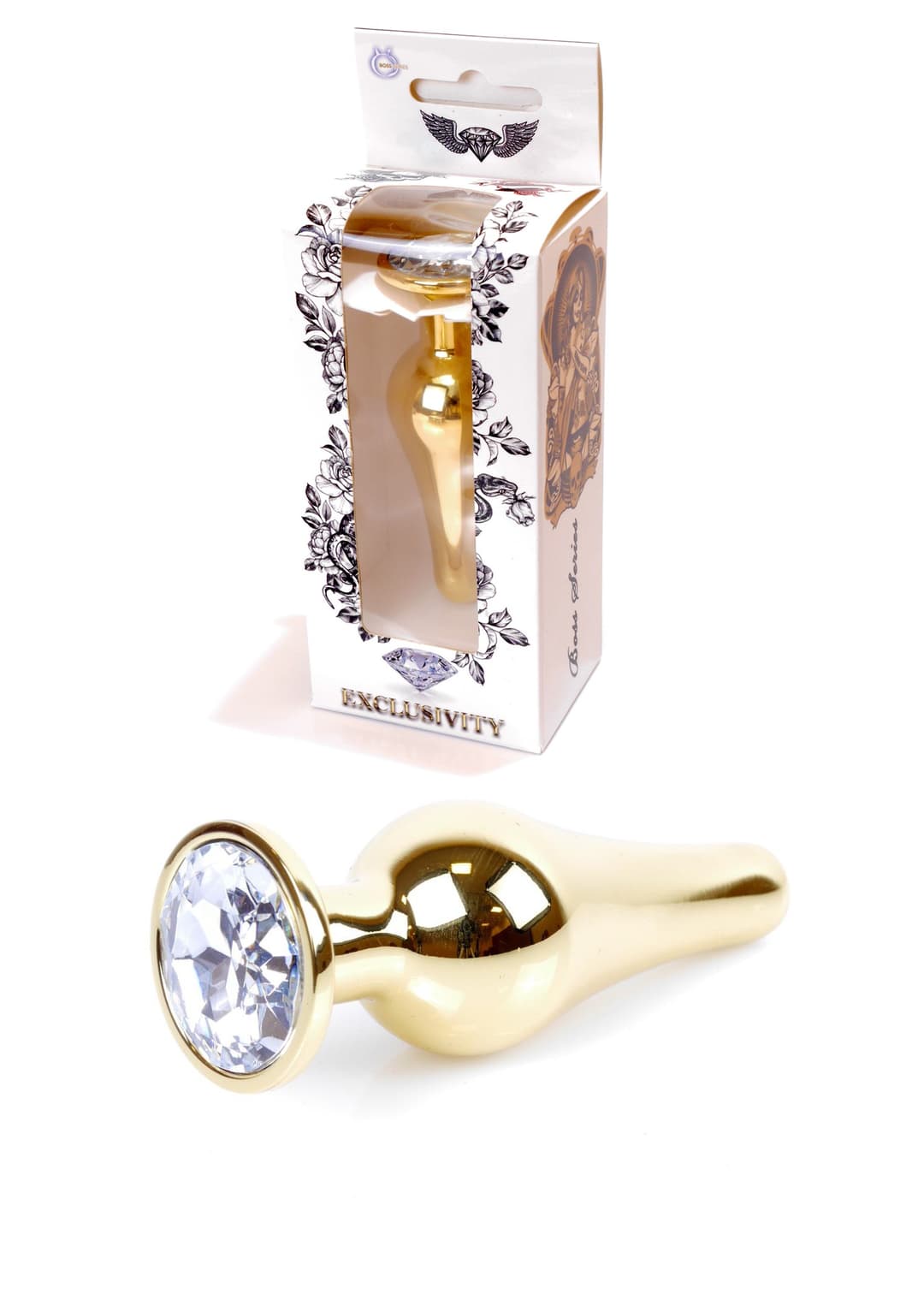 Анальна пробка B - Series HeavyFun Jawellery Gold, прозора