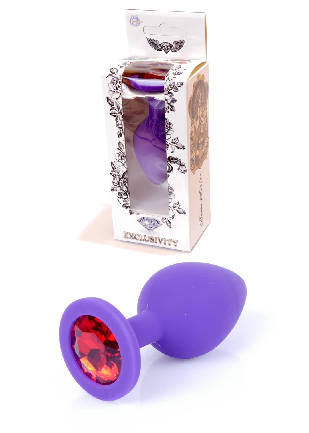 Анальна пробка B - Series HeavyFun Jewellery, фіолетова, силіконова, M розмір