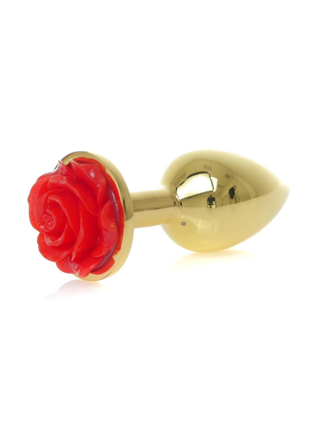Анальна металева пробка Plug-Jewellery Gold PLUG ROSE- Red