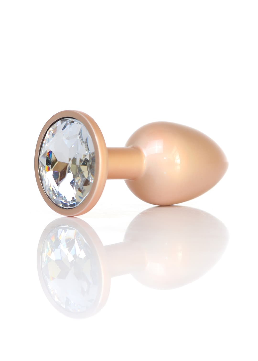 Анальна пробка B-Series Plug Jewellery Pearl Gold, металева, прозора, S
