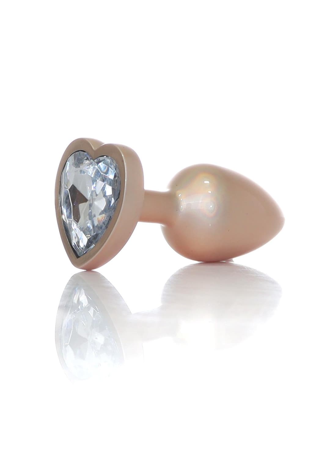 Анальна пробка B-Series Plug Jewellery Pearl Gold Heart, металева, прозора, S