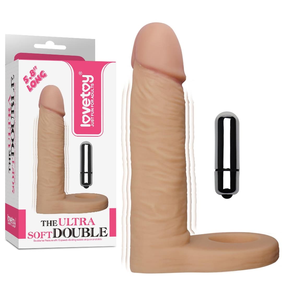 Анальна насадка з вібрацією Lovetoy The Ultra Soft Double 5.8, тілесна