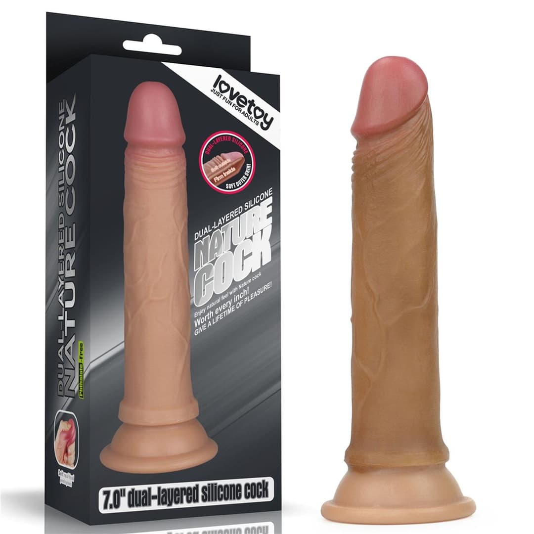 Фалоімітатор Dual-Layered Silicone Nature Cock, коричневий