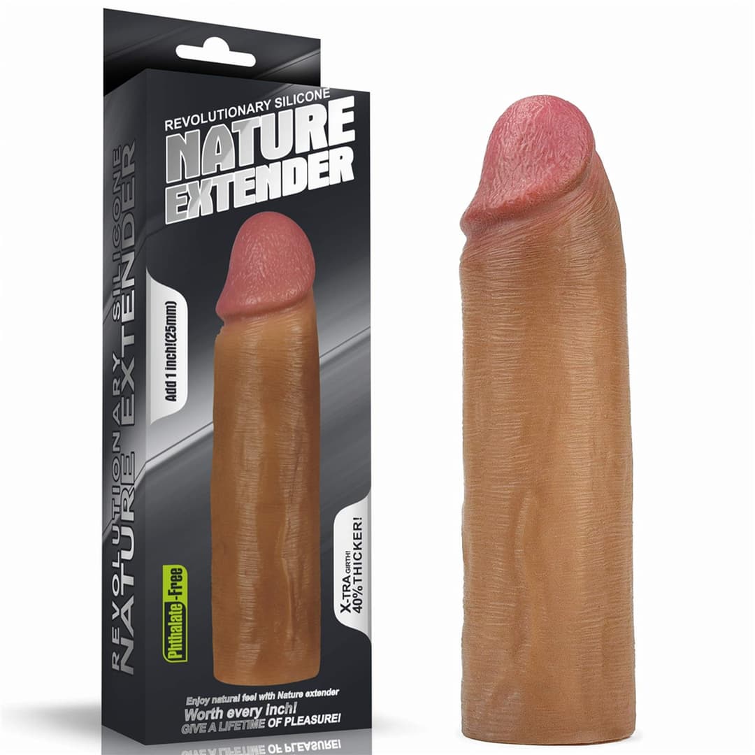 Насадка на пеніс Revolutionary Silicone Nature Extender 1.5, коричнева — фото 1