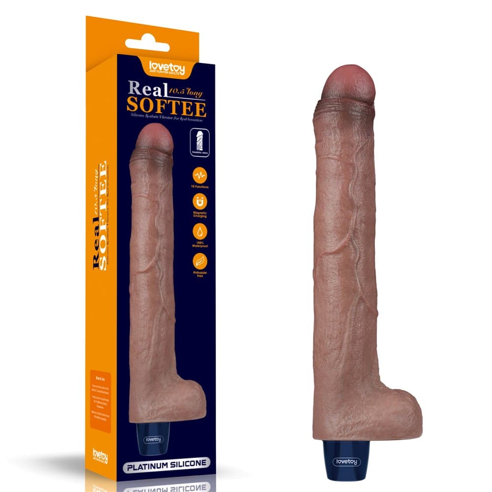 Вібратор Lovetoy Real Softee 10.5 Platinum Silicone, коричневий