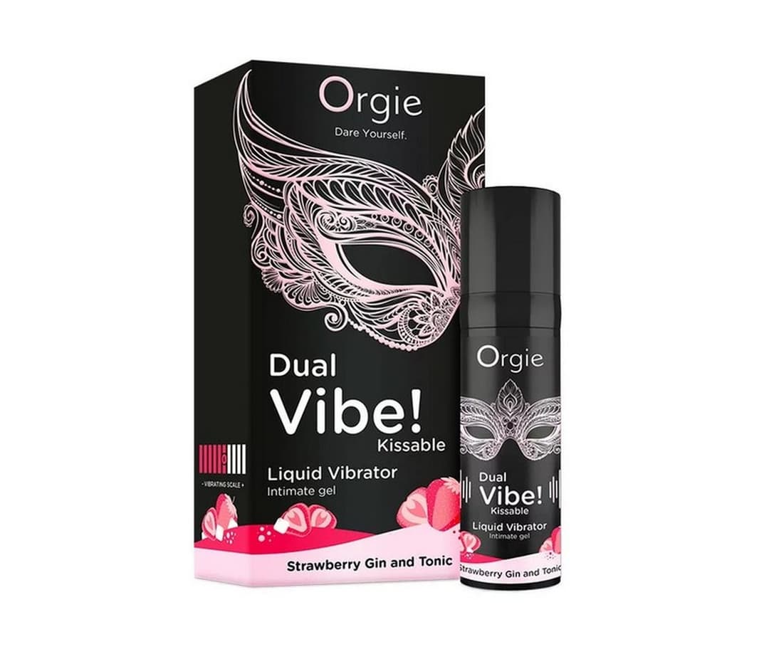 Збуджуючий гель з ефектом вібрації Orgie Dual Vibe! Liquid Vibrator Strawberry Gin and Tonic, полуни