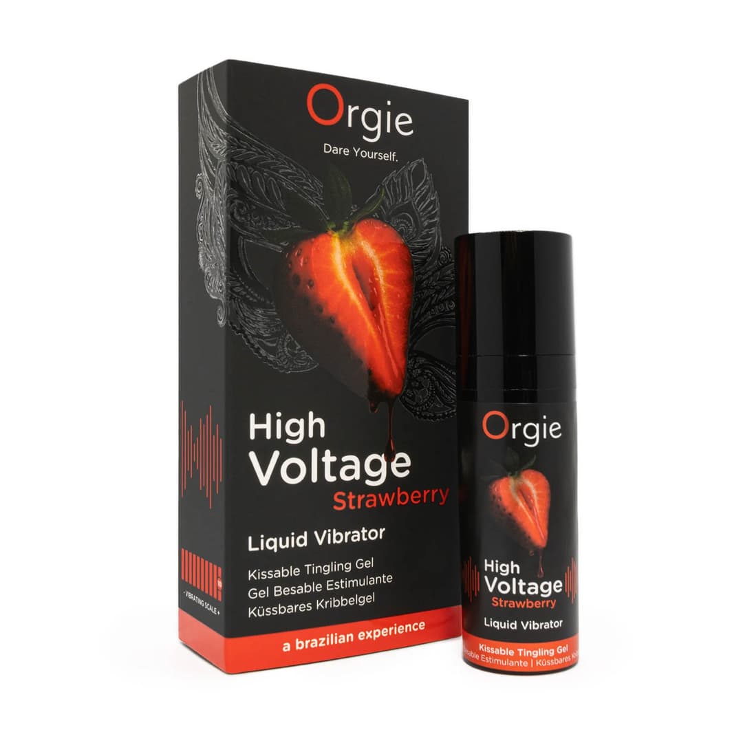 Збуджуючий гель з ефектом вібрації Orgie High Voltage Liquid Vibrator Strawberry, полуниця, 15 мл