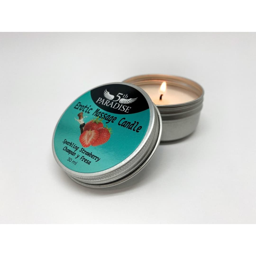 Масажна свічка 5th Paradise Erotic Massage Candle Sparkling Strawberry, полуниця і шампанське, 30 мл
