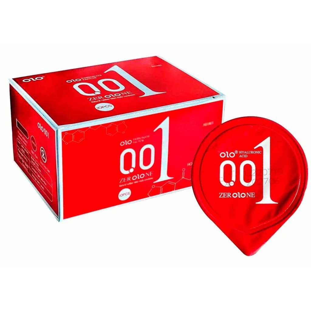 Презервативи Olo 0.01 RED, збуджуючі, з гіалуроновою кислотою, 10 шт