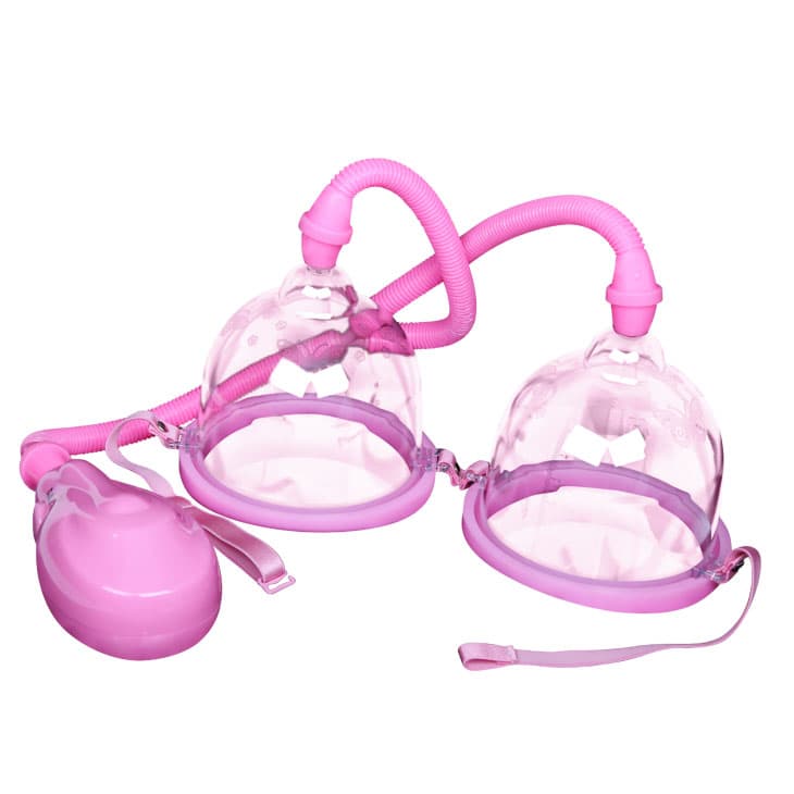 Вакуумна помпа для збільшення грудей Breast Pump Enlarge With Twin Cups, рожева