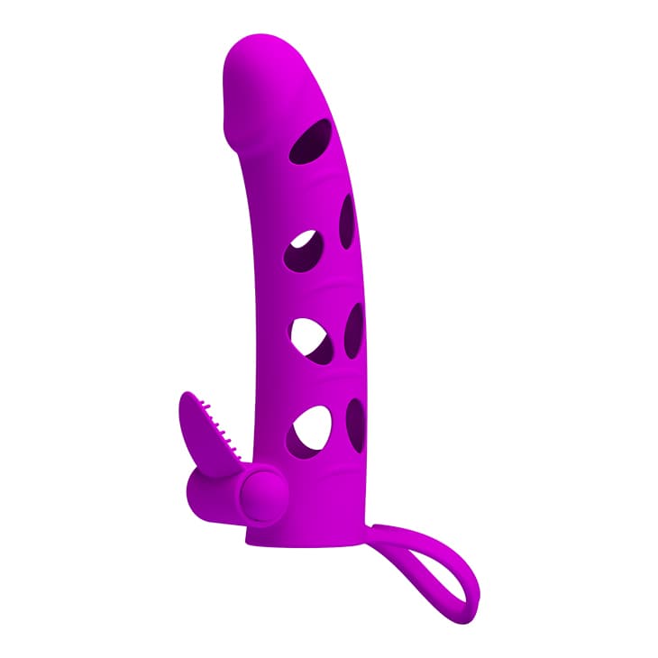 Насадка на пеніс з вібрацією Pretty Love Vibrating Penis Sleeve with Ball Strap, рожева