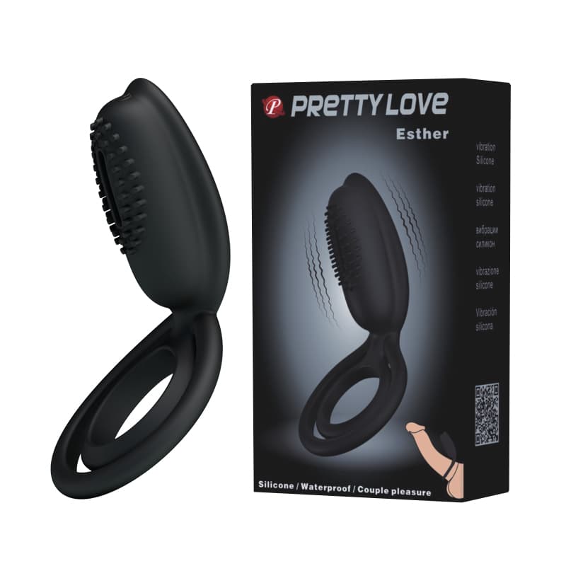 Віброкільце для члена Pretty Love Esther, чорне