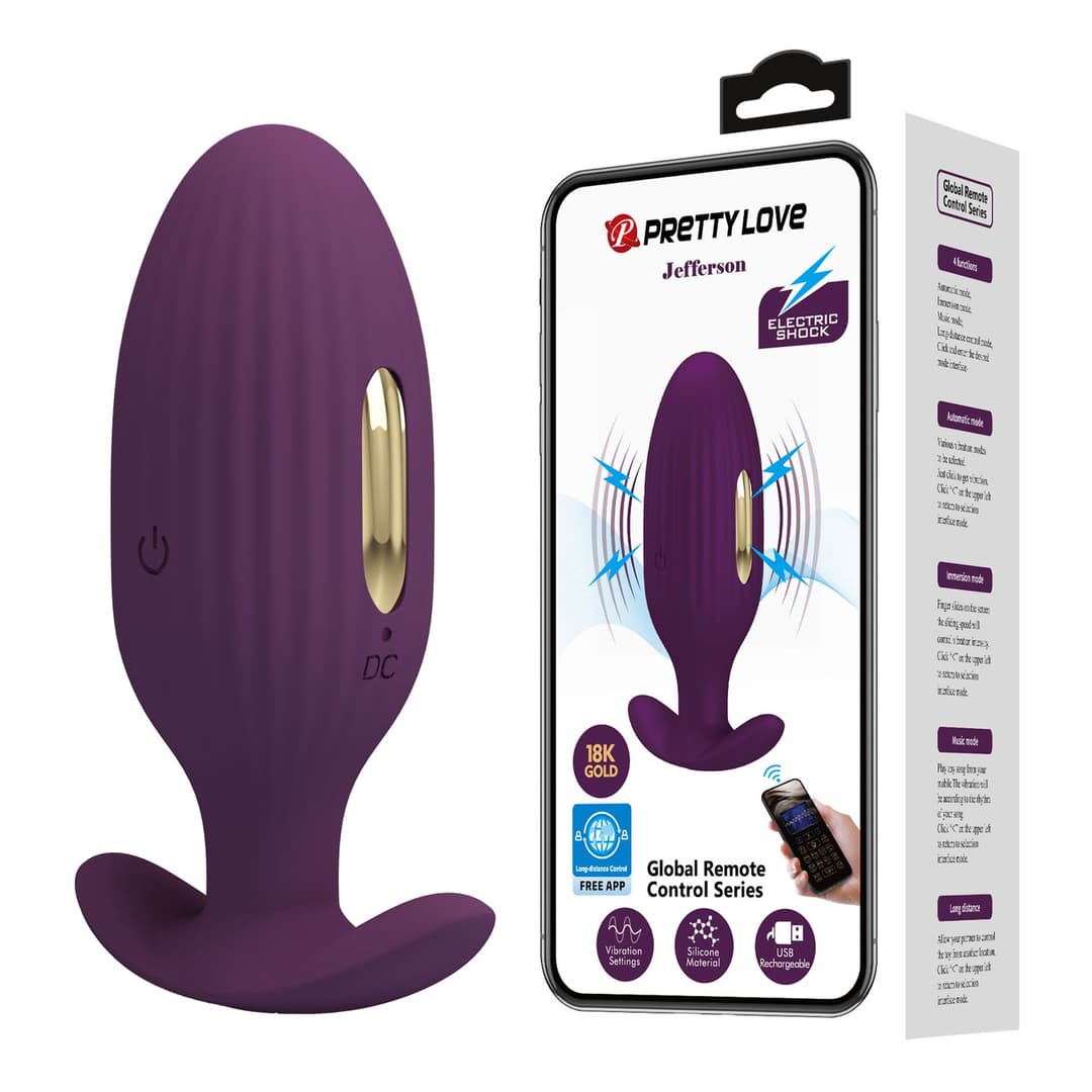 Анальна пробка PRETTY LOVE Jefferson, 12 vibration functions 3 electric shock functions