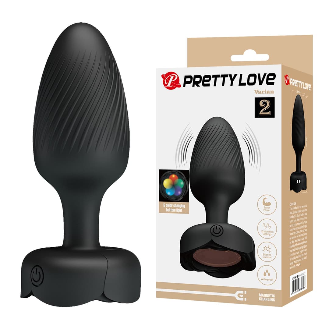 Анальна пробка з вібрацією та підсвічуванням Pretty Love Varian, чорна