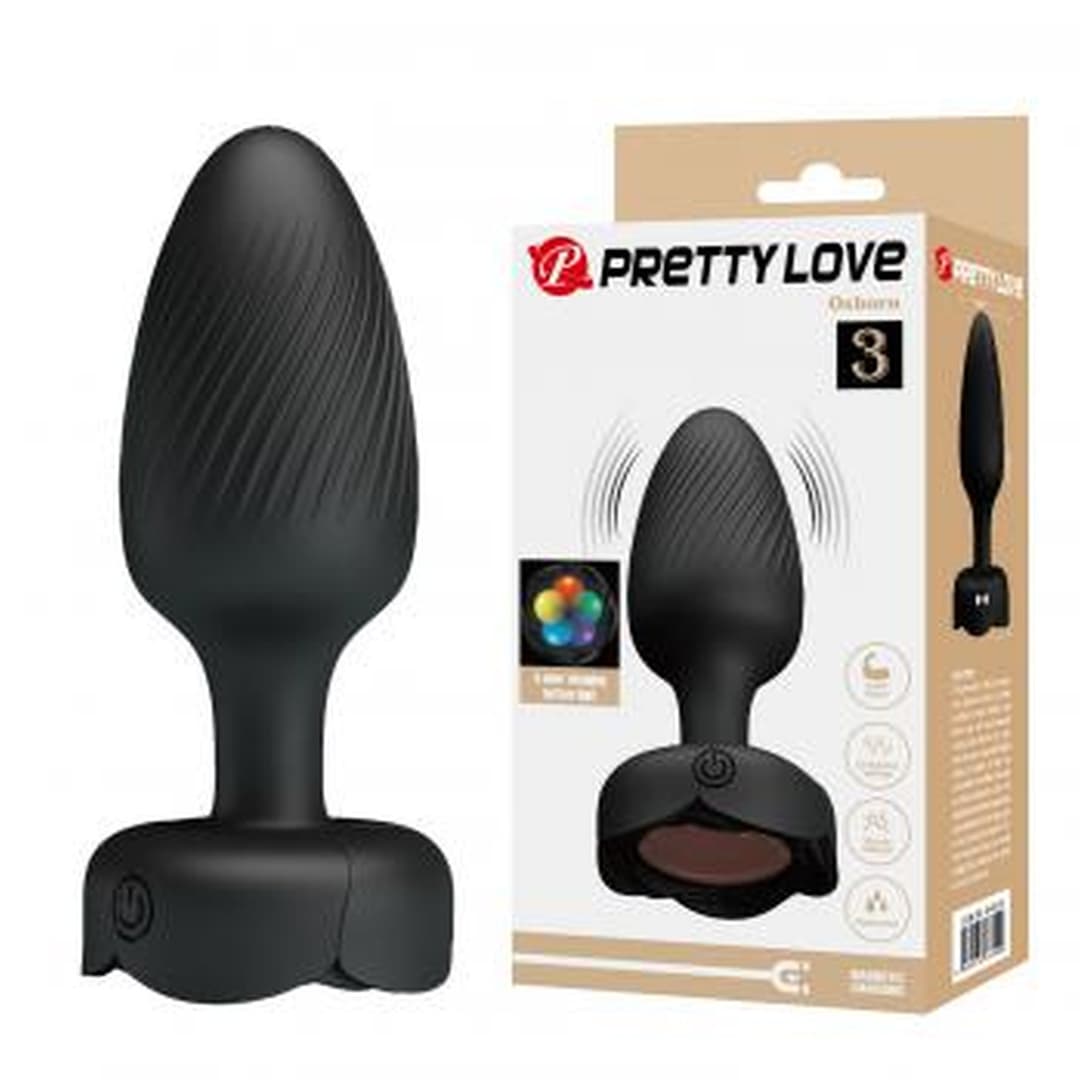Анальна пробка з вібрацією та підсвічуванням Pretty Love Osborn, чорна