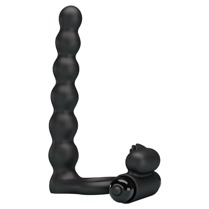 Віброкільце з анальним стимулятором Pretty Love Hercules Penis Sheath III, чорне