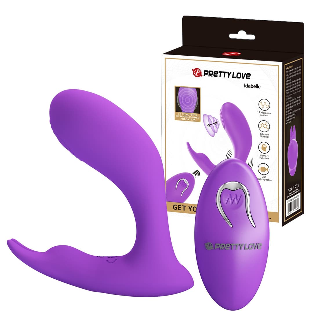 Вібростимулятор PRETTY LOVE Idabelle Purple, 12 vibration functions 12 pulse wave settings Wireless — фото 1