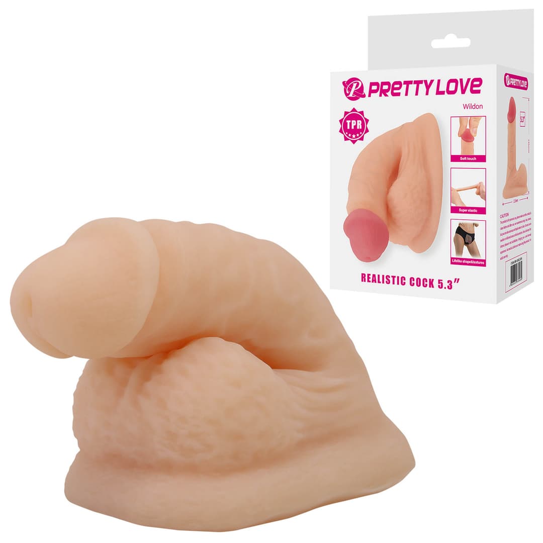 Силіконовий фалоімітатор з мошонкою PRETTY LOVE Realistic Cock, 13.5 см (5.3")