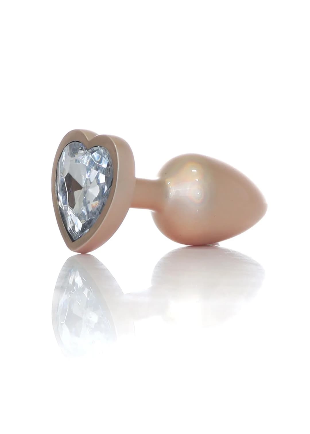 Анальна пробка B-Series Plug Jewellery Pearl Gold Heart, металева, прозора, S