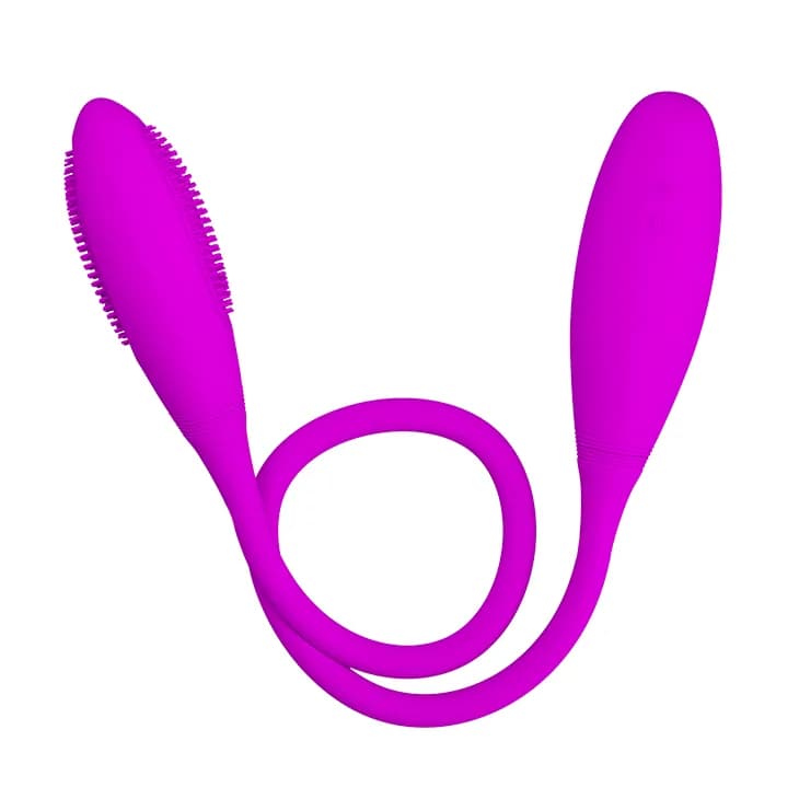 Двокінцевий вібратор Pretty Love Snaky Vibe з шипами, фіолетовий