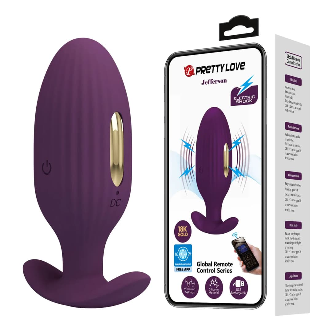 Анальна пробка PRETTY LOVE Jefferson, 12 vibration functions 3 electric shock functions