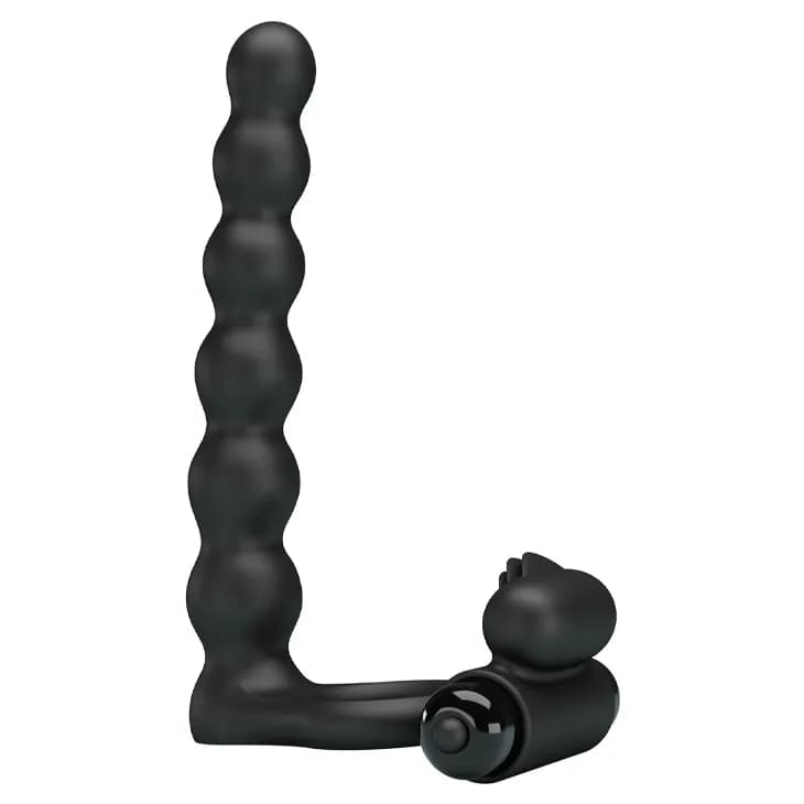 Віброкільце з анальним стимулятором Pretty Love Hercules Penis Sheath III, чорне