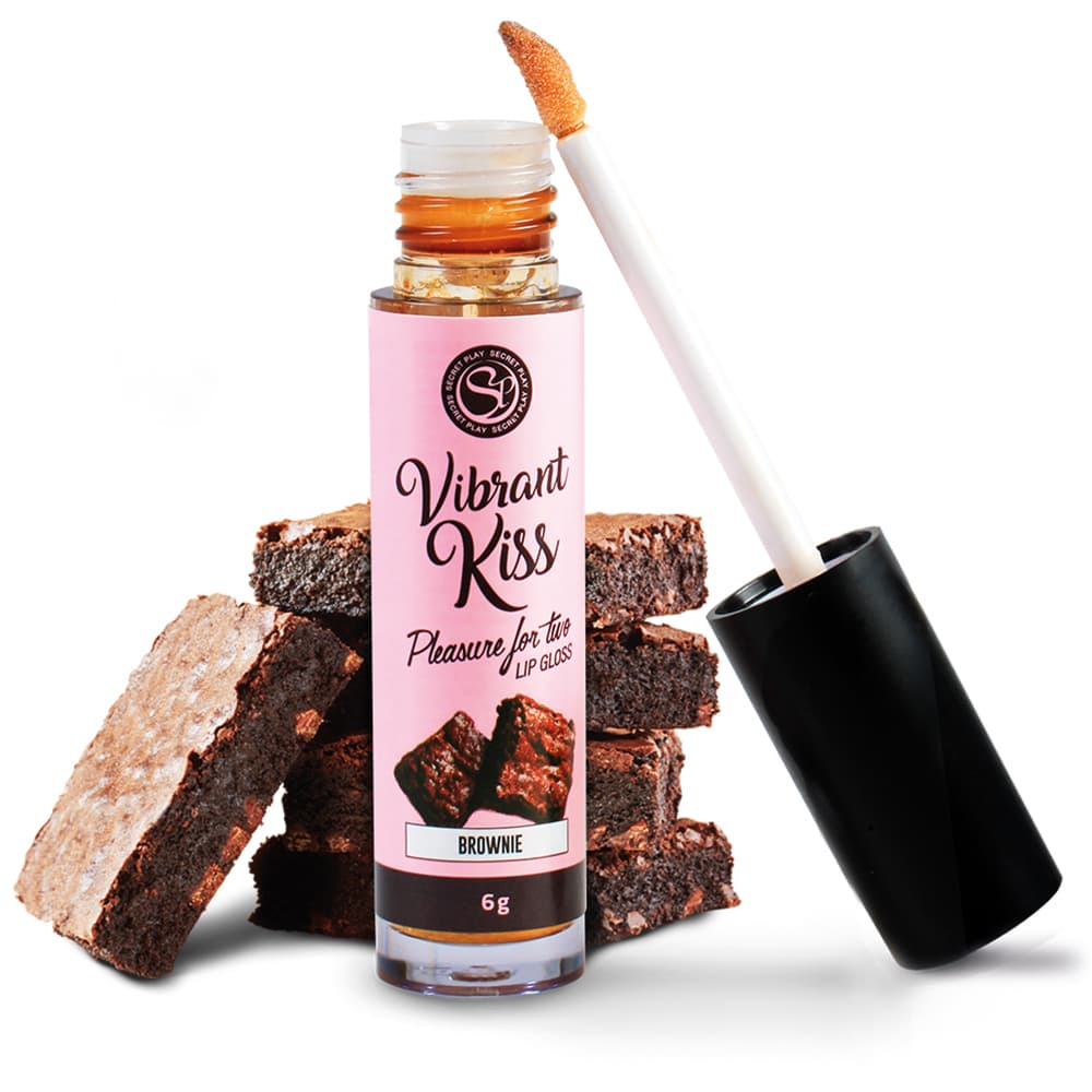Блиск для губ з ефектом вібрації Secret Play Vibrant Kiss Pleasure For Two Lip Gloss Brownie, брауні