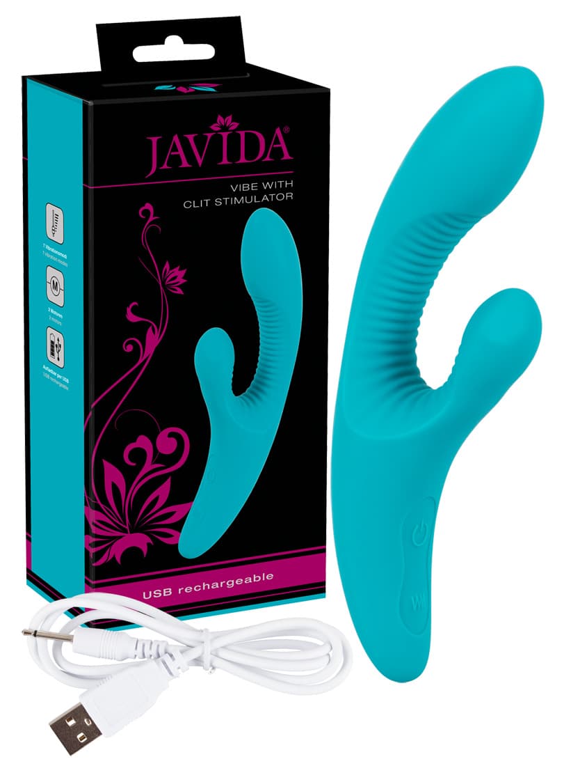 Вібратор кролик Javida Vibe with Clit Stimulator, бірюзовий