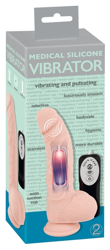 Вібратор з пульсацією Medical Silicone Vibrator, тілесний