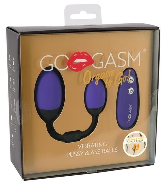 Набір з 2 віброяєць GoGasm Vibrating Pussy & Ass Balls, фіолетовий — фото 1