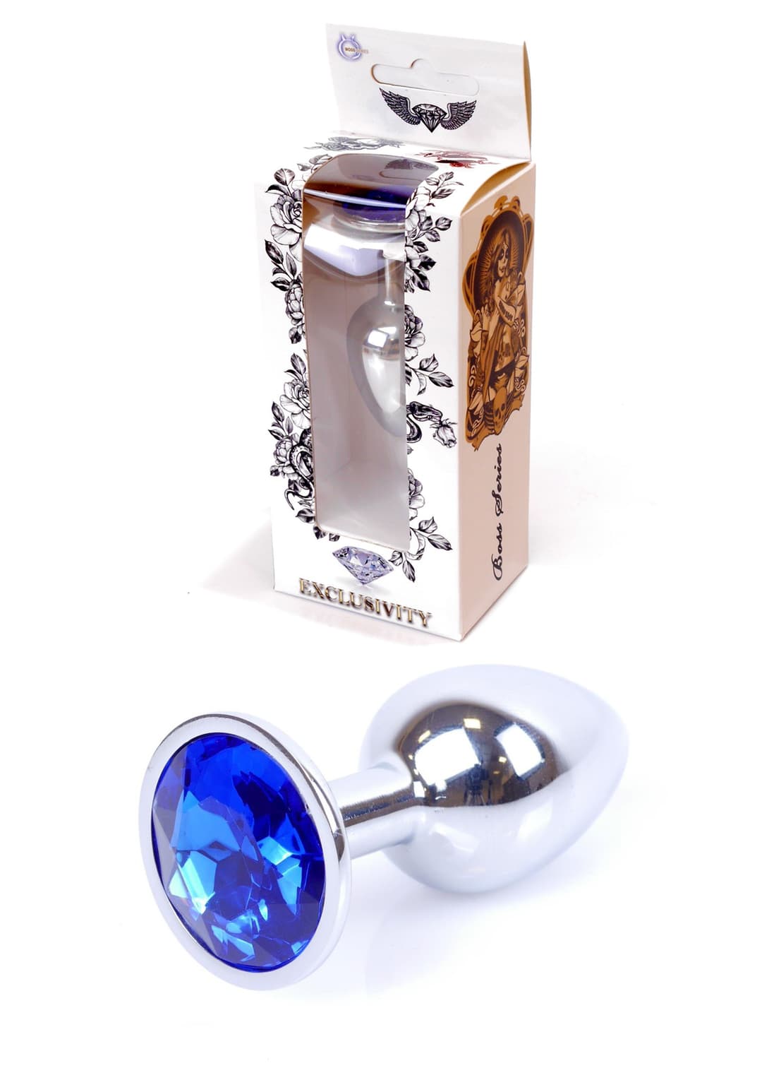 Анальна пробка B - Series HeavyFun Jewellery Silver Plug, темно-синя